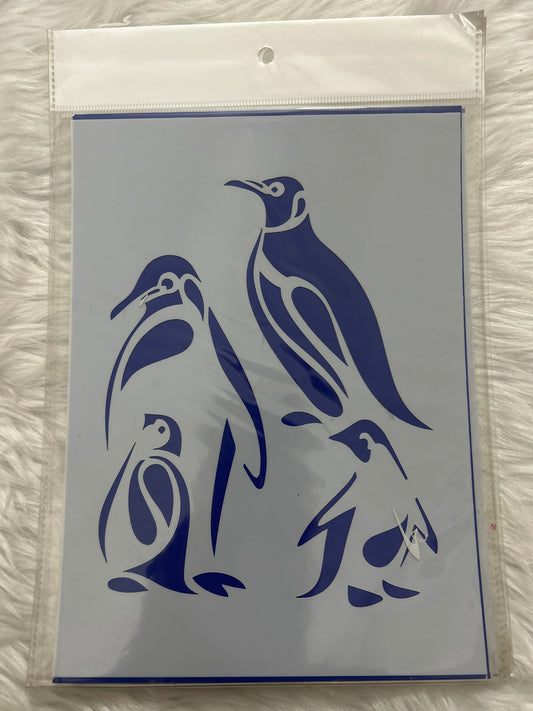 Stencil Plastic- Penguin Family