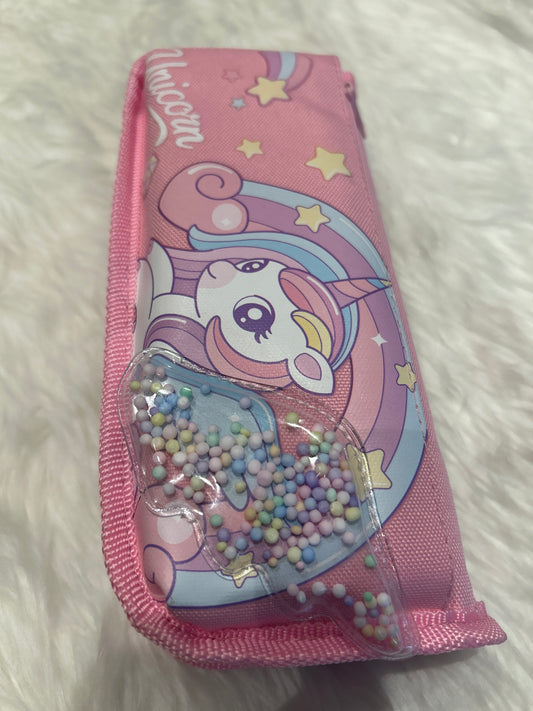 Pencil Pouch Double Chain- Unicorn & Thermocol Balls