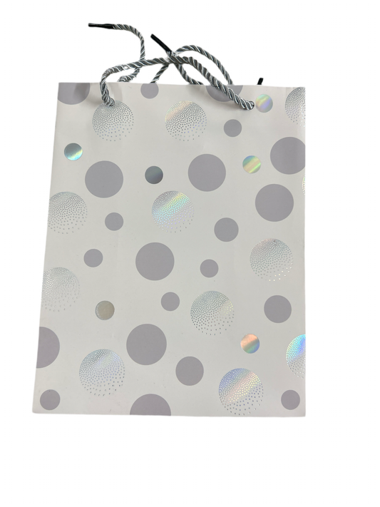 Paper Bag Gray & Silver Big Polka Dots