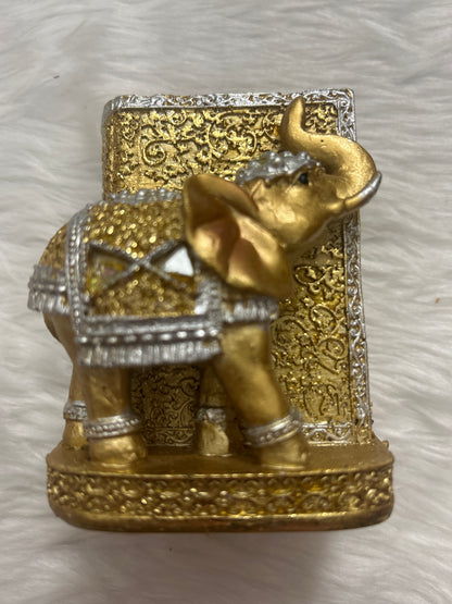 Gold Plated Elephant Pen Stand