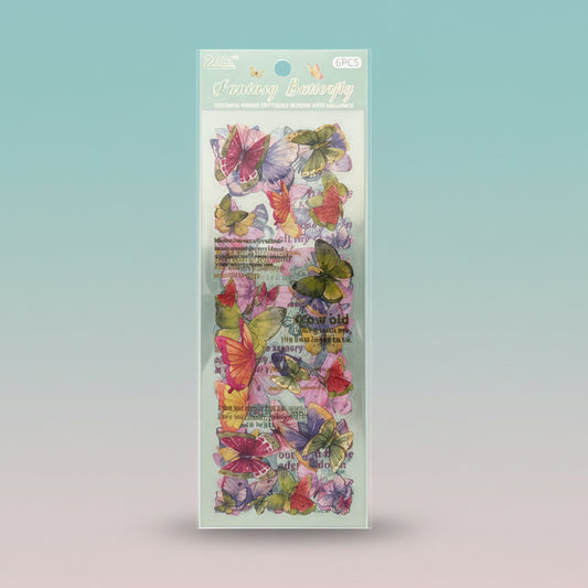 Butterfly sticker set, Gift Hub Mart, 6 pcs, colorful butterfly designs