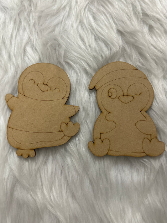 DIY Pre-Marked MDF Cutout- Penguin Fridge Magnet (Set Of 2)