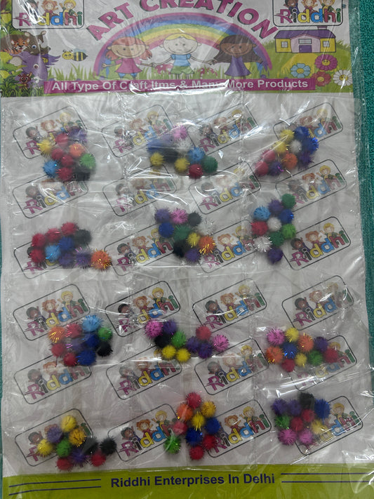 Craft Mini Glitter Pom Pom Set Of 10