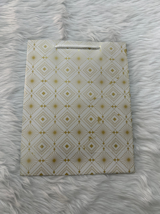 Paper Bag Small White & Golden Geometric Design