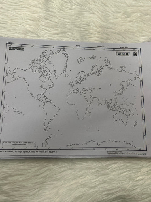 World Outline Map Plain (36.1 x 25.4 cms)