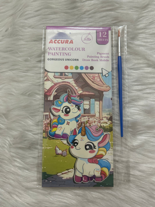 Watercolour Painting Book Set-  Unicorn