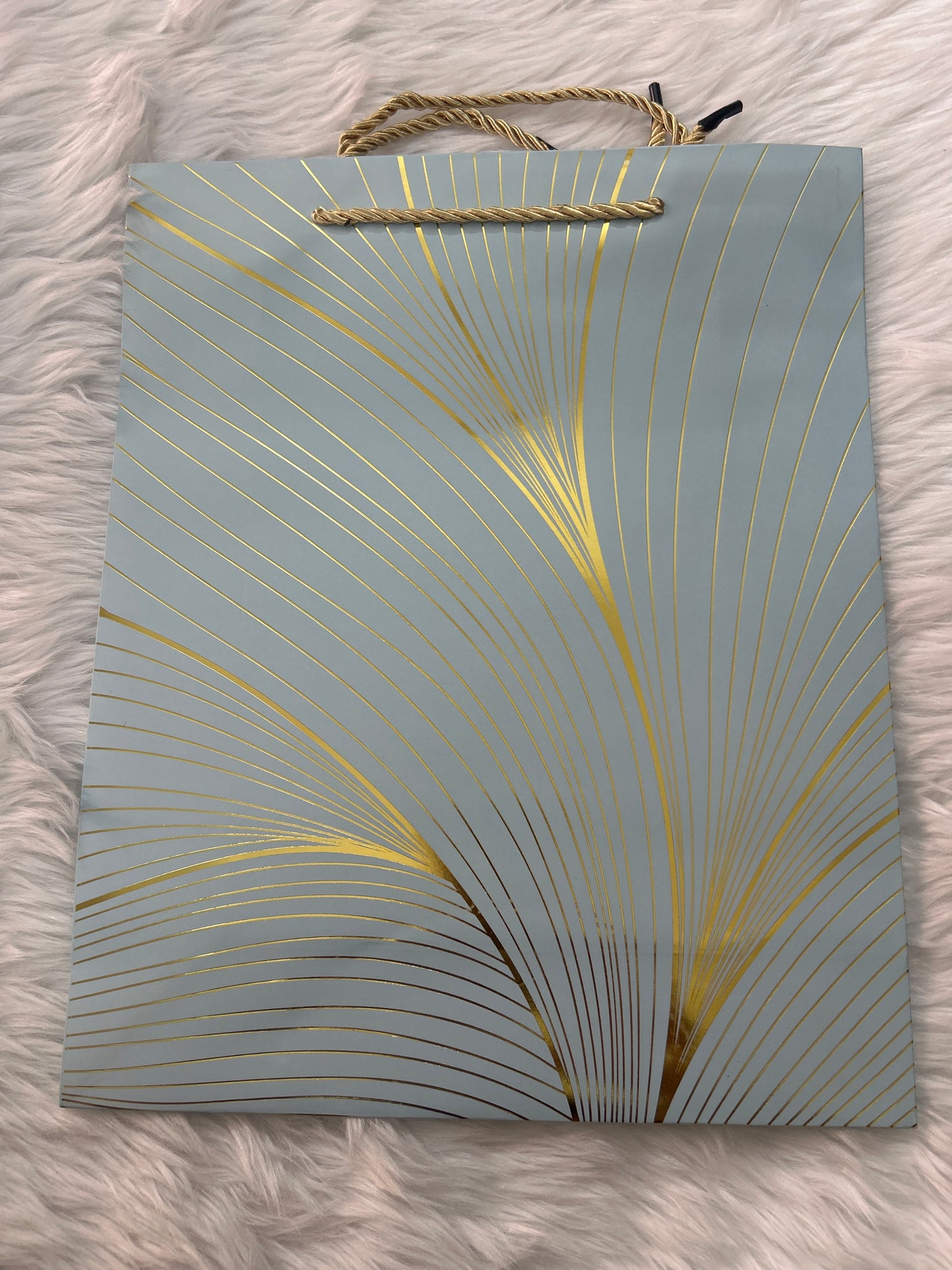 Paper Bag Blue with Golden Lines