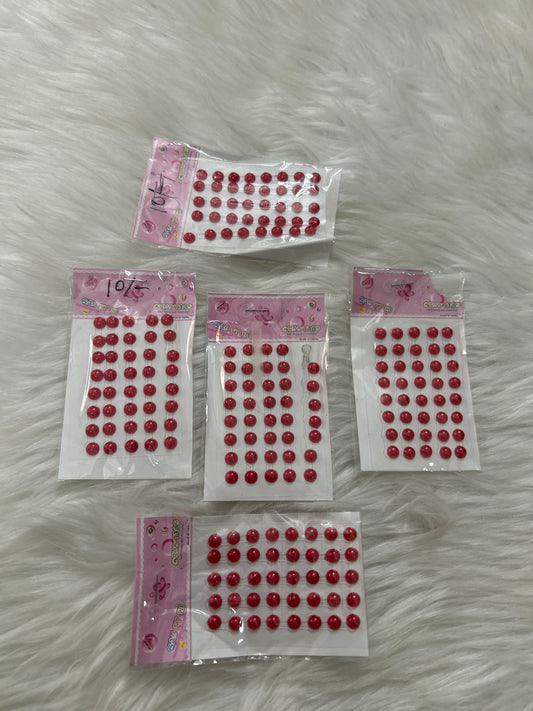 Self Adhesive Flat Beads - Red