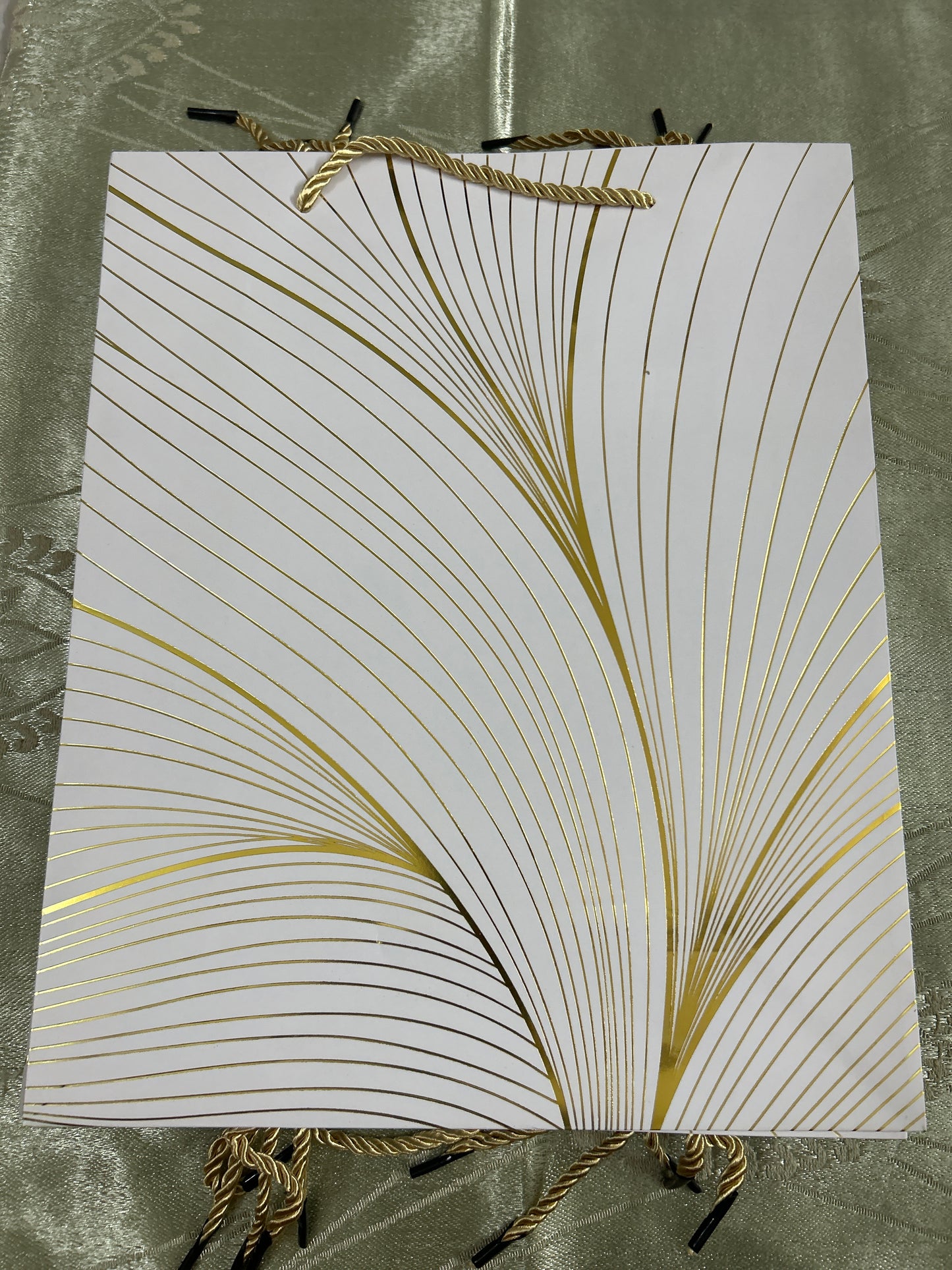 Paper Bag Medium- White with Golden Lines