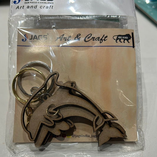 MDF DIY Key Ring 2 Pcs Set Dolphin