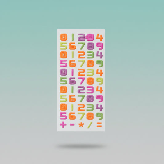 Gift Hub Mart 3D Neon Glitter Sticker set featuring colorful glitter numbers 0–9.