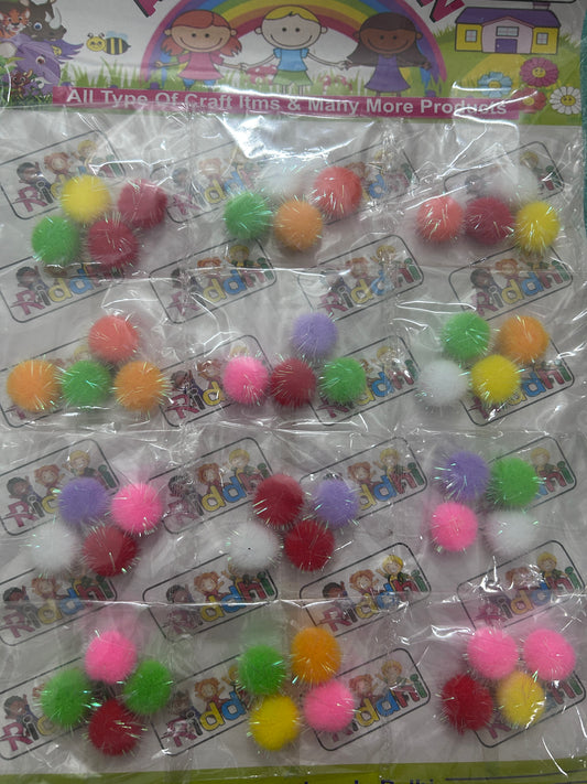 Craft Glitter Pom Pom Set Of 4