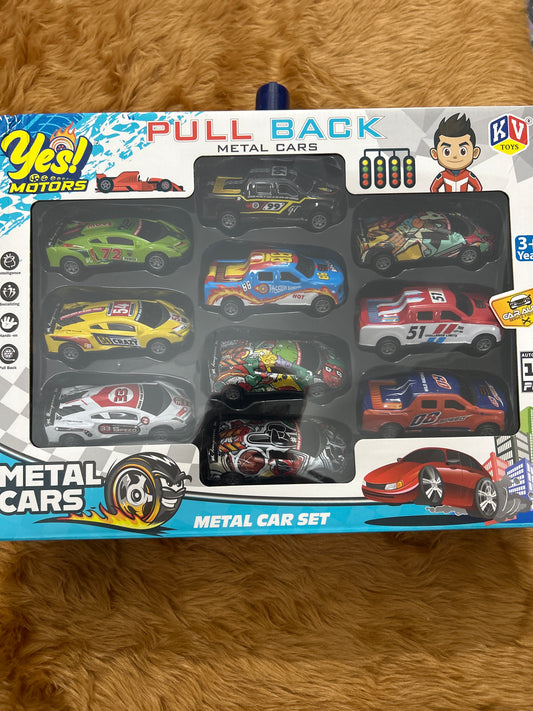 KV Pull Back Metal 10 Car Set- 4+
