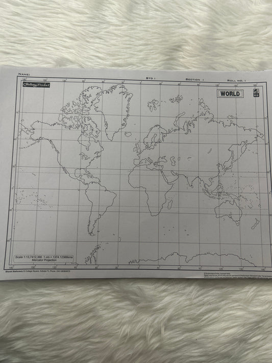 World Outline Map (36.10 x 25.4 cms)