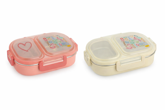Food Print 2 Compt Insulated Lunch Box (Steel) - Gift Hub Mart