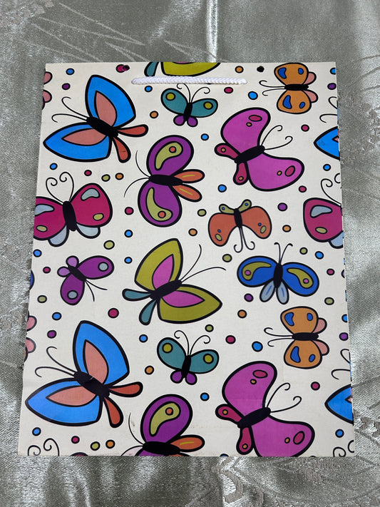 Paper Bag Medium Cream with Butterfly Print