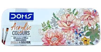 Doms Acrylic Colour 12 Shades 15 ml (includes Gold & Silver)