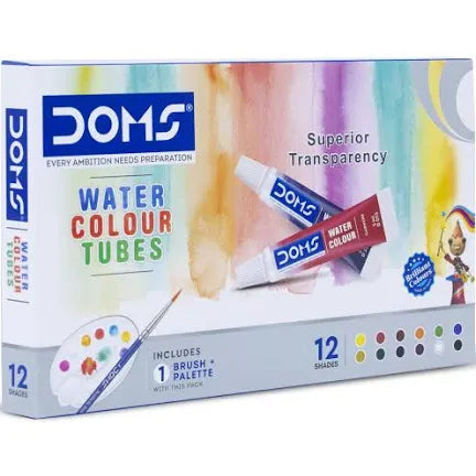 Doms 12 Water Colour Tubes with Palette