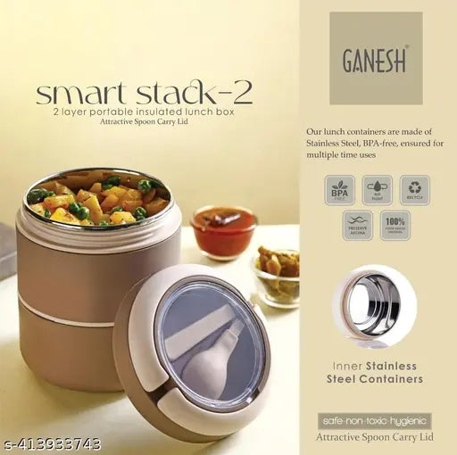 Ganesh Stainless Steel 2 Layer Lunch Box
