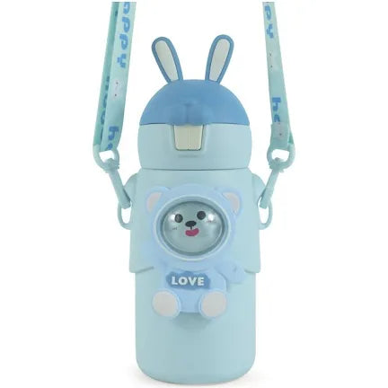 Cunku Bunny Sipper Water Bottle 410ML Stainless Steel Blue