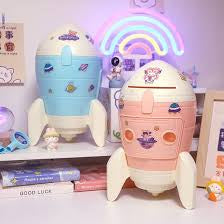 ROCKET PIGGY BANK WITH DIY STICKERS