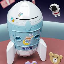 ROCKET PIGGY BANK WITH DIY STICKERS