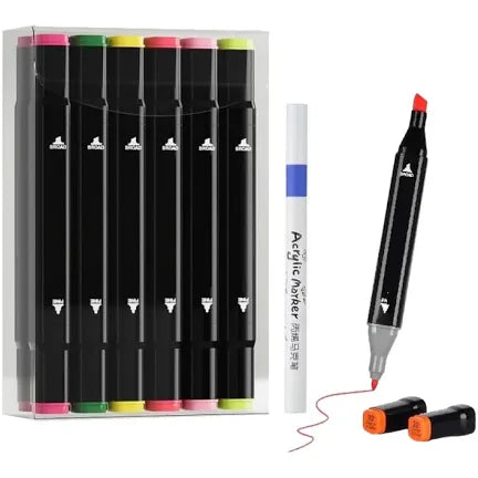Dual Tip Marker Pen (Black) 12