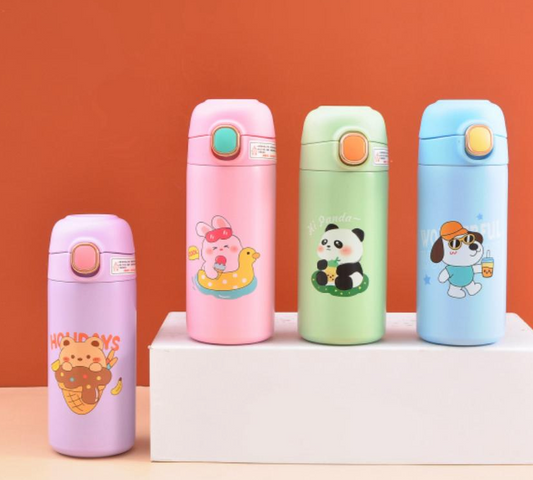 GIBO Insulated Water Bottle Push Button 350ML Cartoon Theme