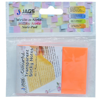 Jags Transparent Sticky Note 50 Sheet 2X3 Orange