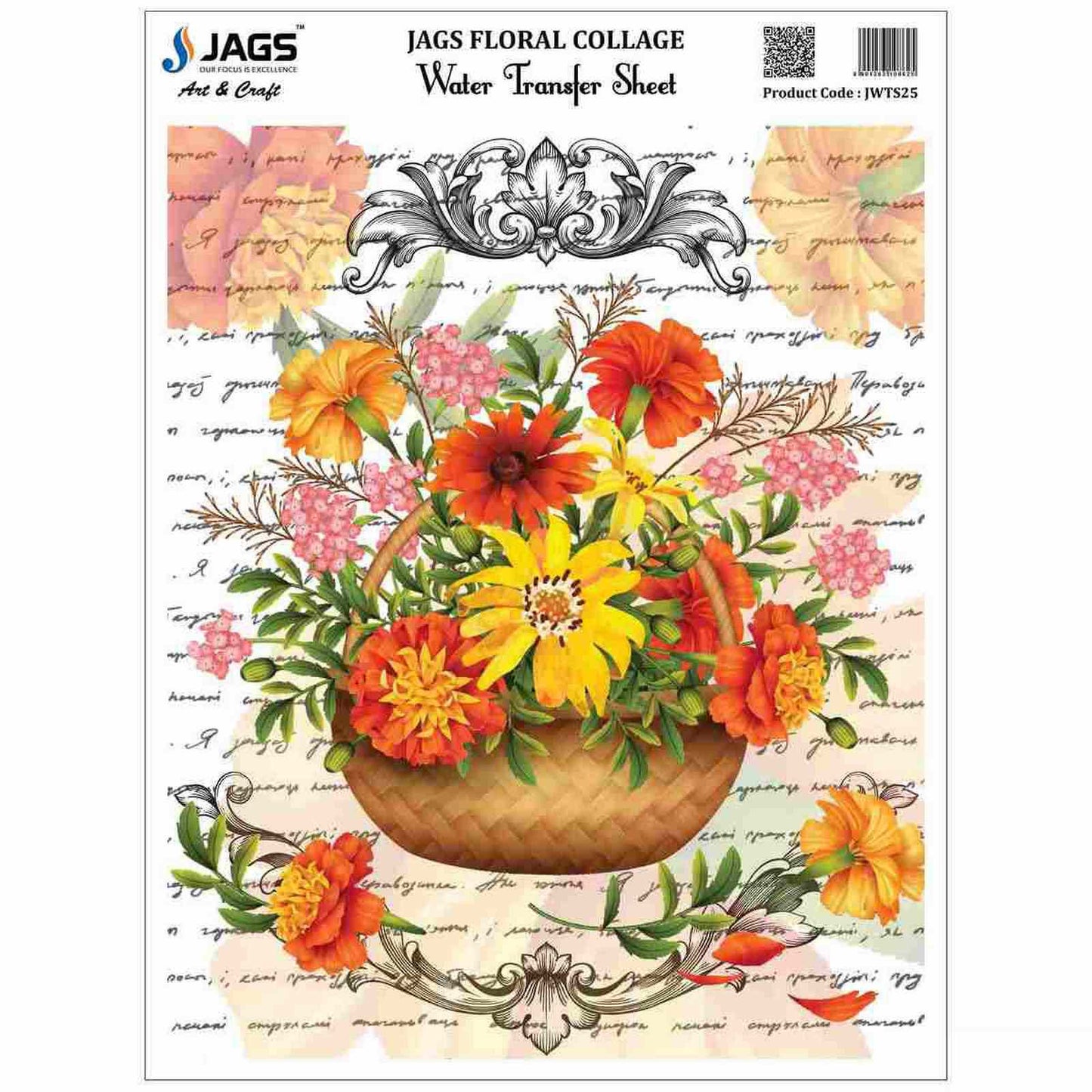 Jags Water Transfer Sheet Floral Collage JWTS25