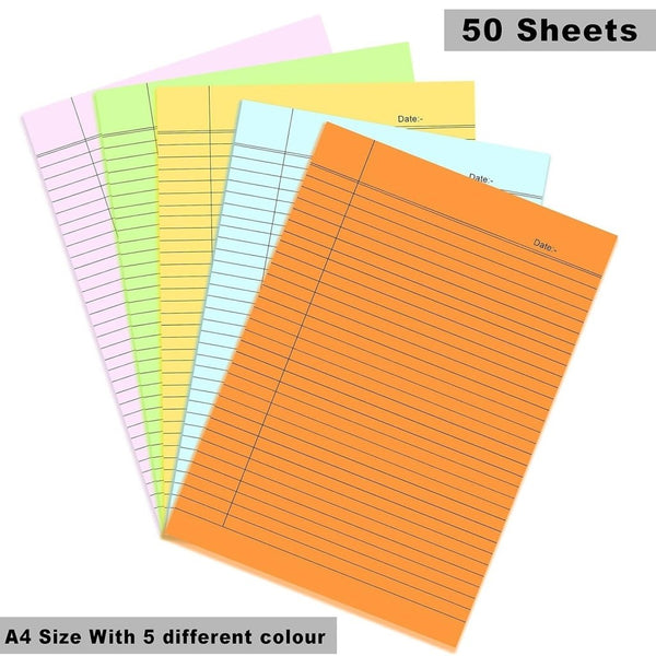 Gifthubmart A4 Ruled Coloured Sheets 50 Sheets – Gift Hub Mart