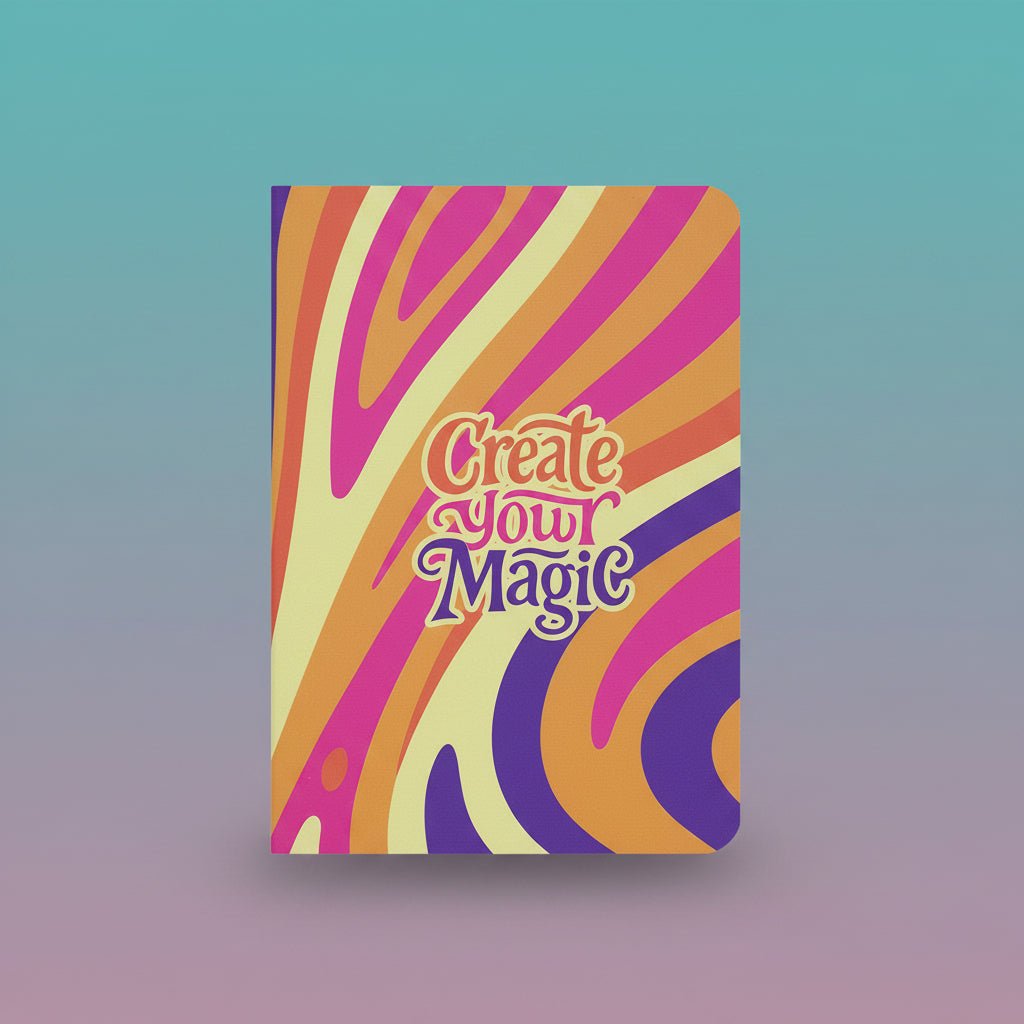 Sundaram A5 Spiral Notebook – Create Your Magic, vibrant rainbow striped cover