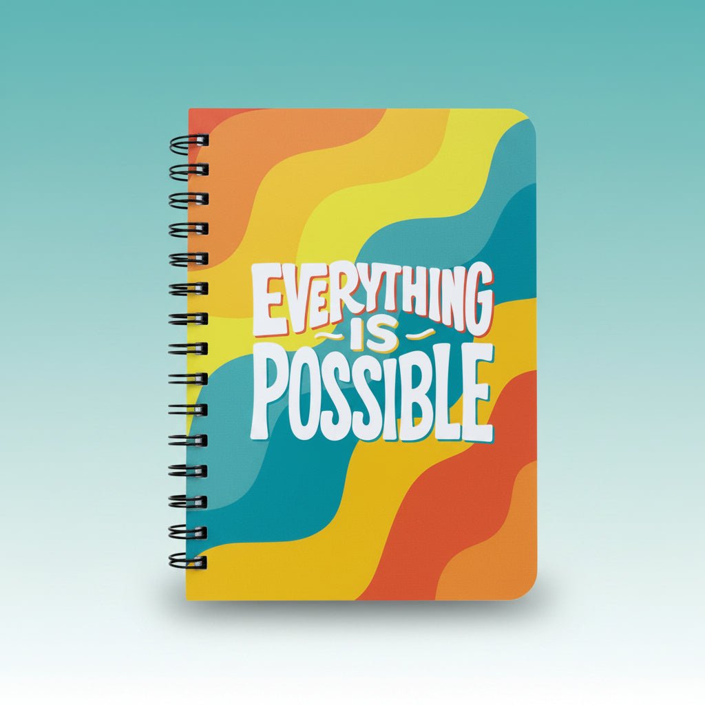 Sundaram A5 Spiral Notebook – Everything Is Possible with a vibrant multicolor abstract cover