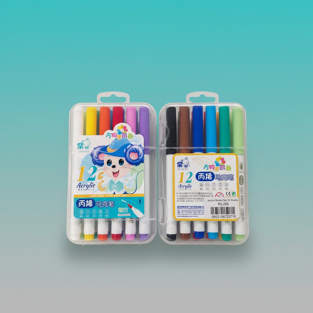 Acrylic Marker Set 12 Shades by Gifthubmart