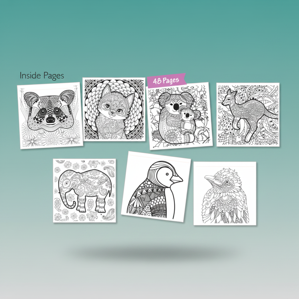 Adult Colouring Book- Animal Hello Friends by Gift Hub Mart