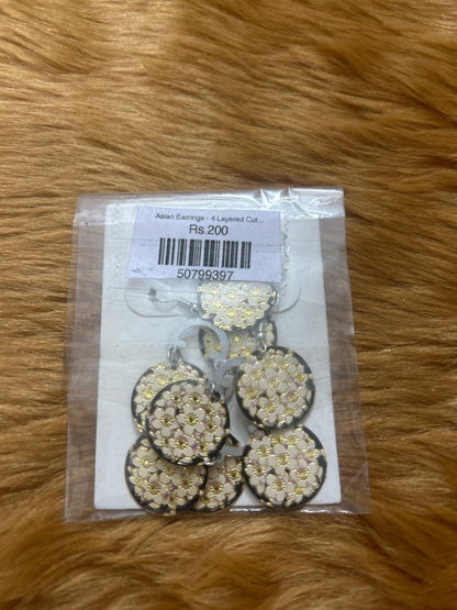Asian Earrings 4 Layered Cute Round Earrings by Gifthubmart