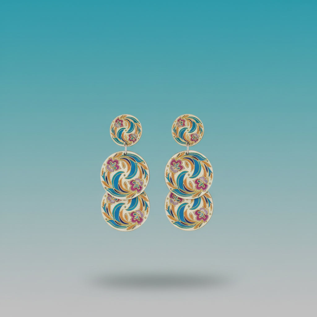 Asian Earrings 4 Layered Cute Round Earrings by Gifthubmart
