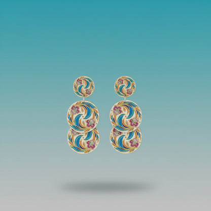 Asian Earrings 4 Layered Cute Round Earrings by Gifthubmart