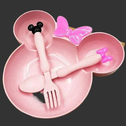 Baby Micky Eating Plate (With Spoon & Fork) by Gifthubmart