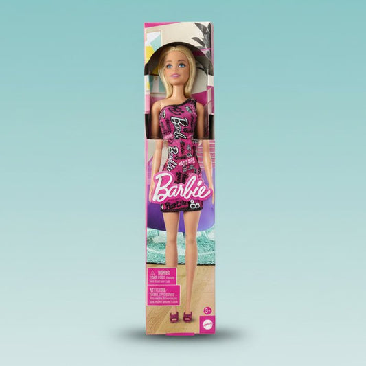 Barbie Entry Doll HRH07 3+ from Gift Hub Mart in pink printed dress, boxed