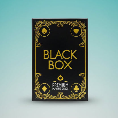 Black Box Playing Cards Plastic by Gift Hub Mart, premium deck in black with gold detailing
