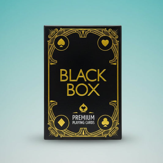 Black Box Playing Cards Plastic by Gift Hub Mart, premium deck in black with gold detailing