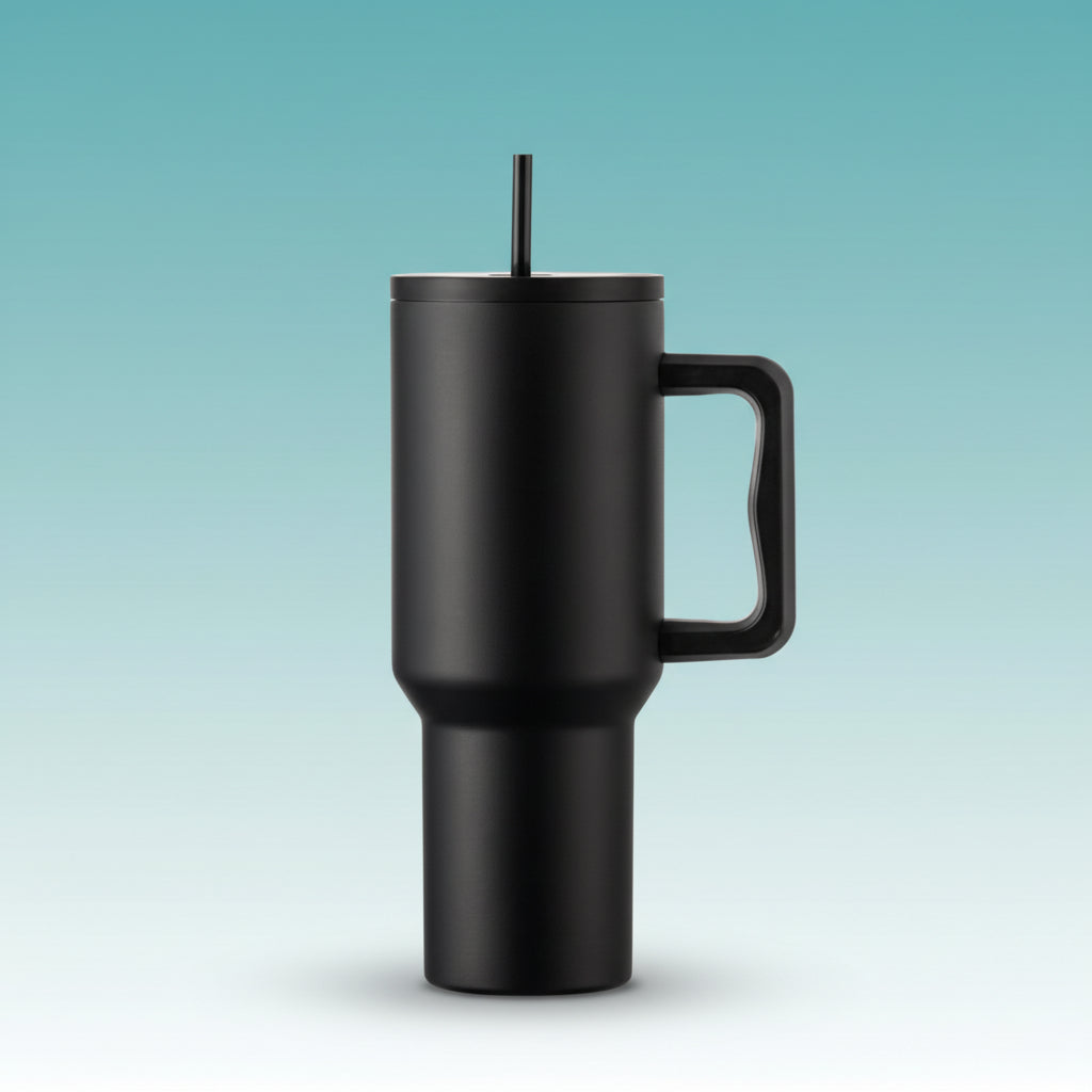 Black Tumbler With Handle by Gift Hub Mart
