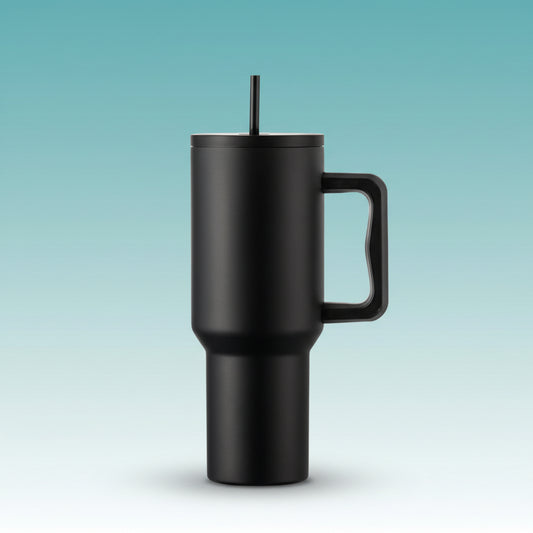Black Tumbler With Handle by Gift Hub Mart