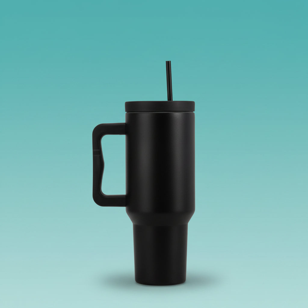 Black Tumbler With Handle by Gift Hub Mart