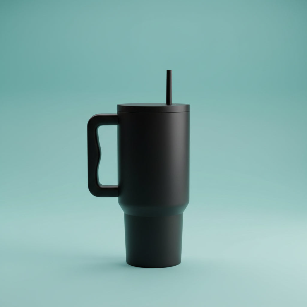 Black Tumbler With Handle by Gift Hub Mart