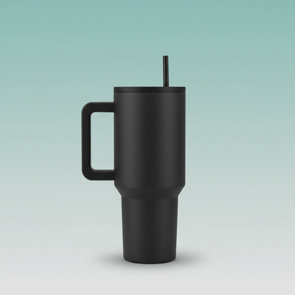Black Tumbler With Handle by Gift Hub Mart