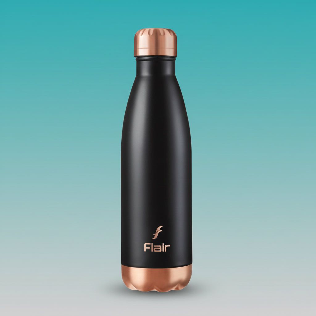 Black Vacuum Insulated Steel Bottle 1000 ml- Flair by Gift Hub Mart