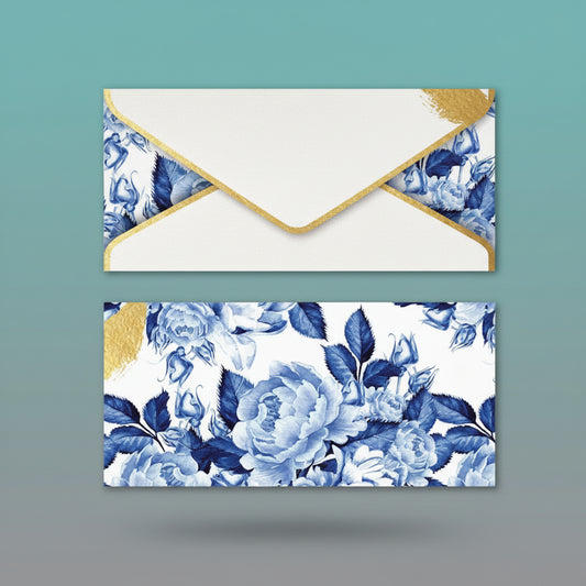 Blue Floral Print Envelope with Name Tag by Gift Hub Mart