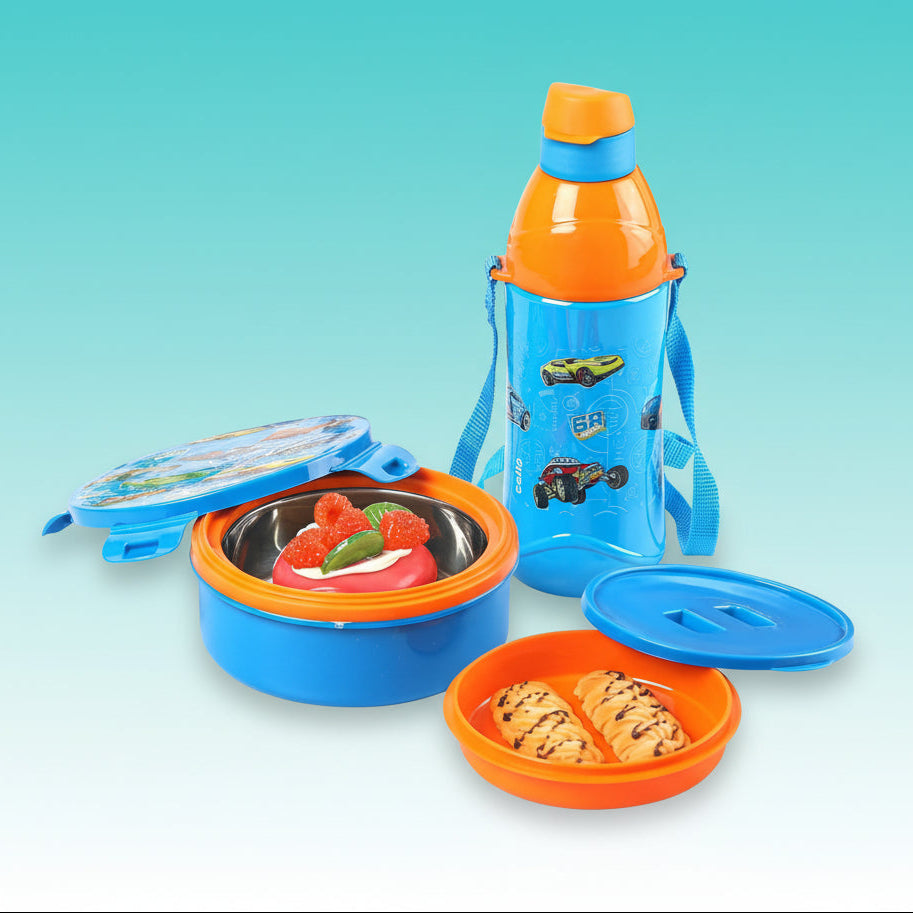 Blue Lunch Box & Bottle Set by Gifthubmart